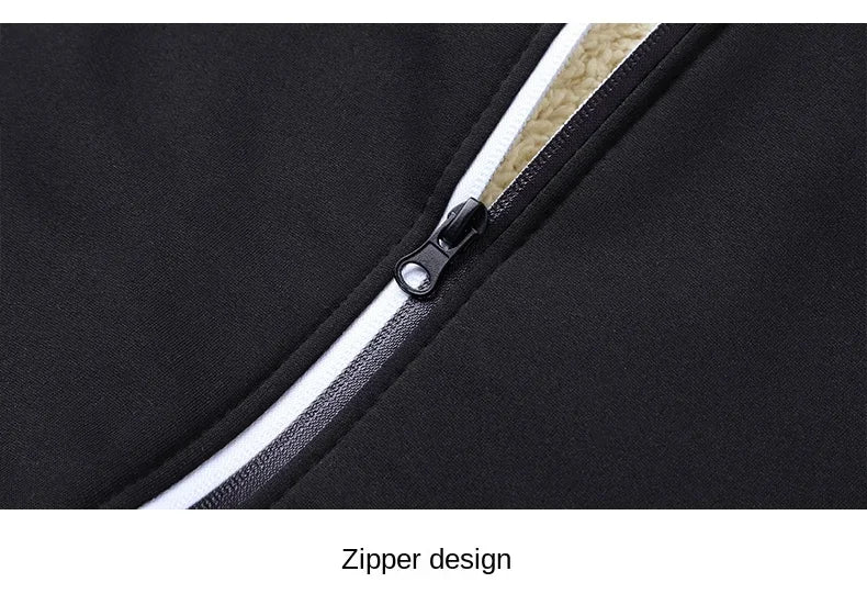Winter Lambswool Zipper Hoodies Thicken Warm Jacket Men Long Sleeve Sweatshirts Casual Sports Fleece Coats Hooded Man Jackets