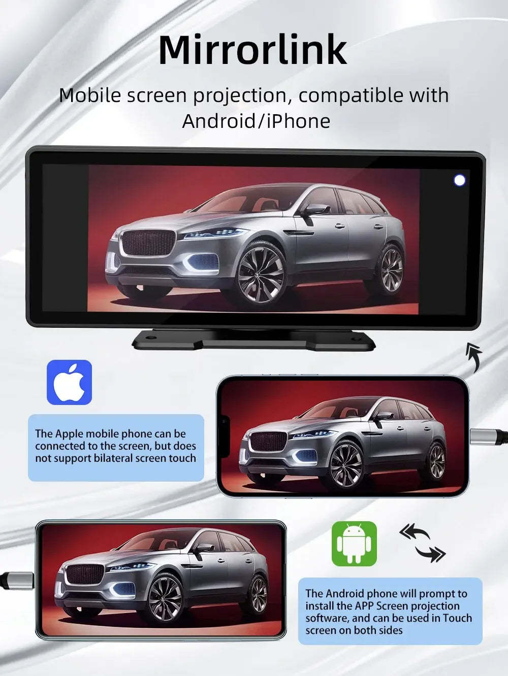 Universal 10.26" Screen Carplay Car Radio Multimedia WIFI Video Player Wireless Carplay Screen+12LED Camera for Apple or Android