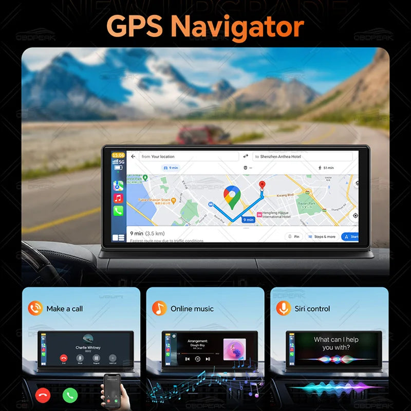 OBDPEAK K8 Pro Front 5K Rear 1080P Dash Cam Camera 11.3" Touch Ai Screen Carplay & Android Auto GPS Navigation Night Vision DVR
