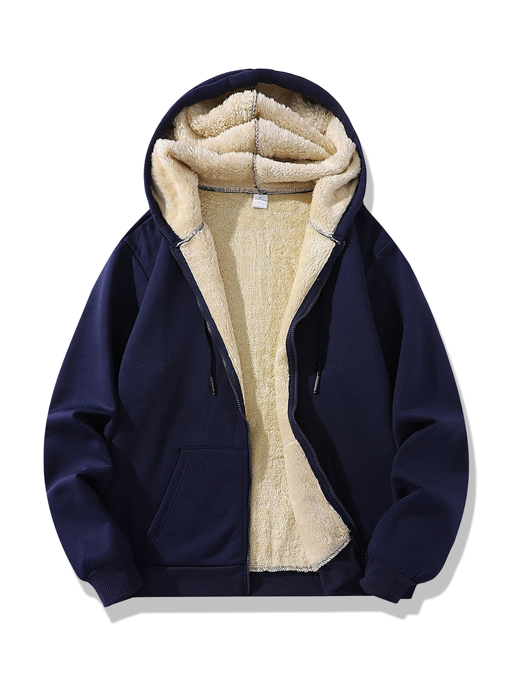 Winter Lambswool Zipper Hoodies Thicken Warm Jackets Long Sleeve Sweatshirts Casual Sports Fleece Black Coats Hooded Men Coat To