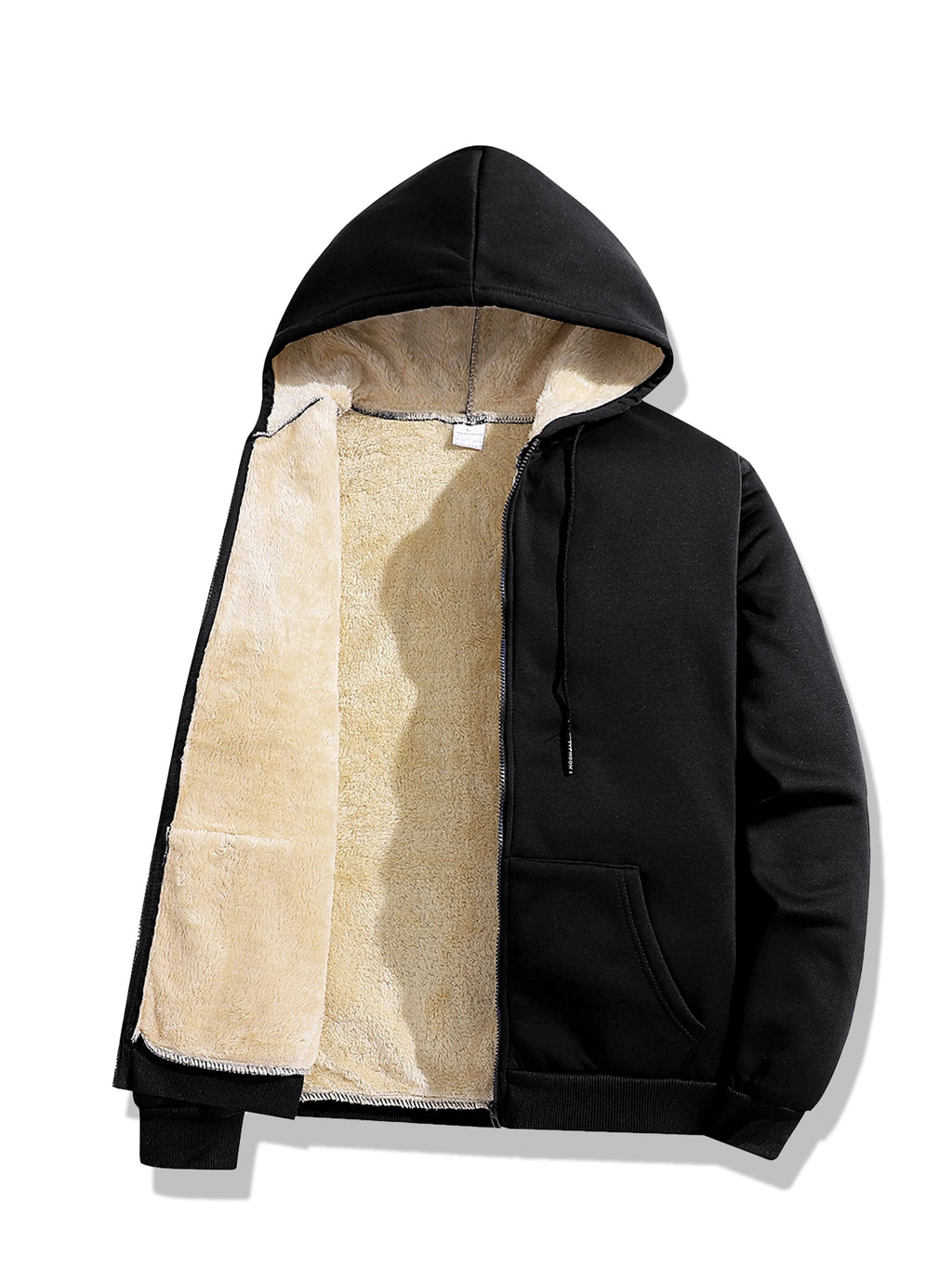 Winter Lambswool Zipper Hoodies Thicken Warm Jackets Long Sleeve Sweatshirts Casual Sports Fleece Black Coats Hooded Men Coat To