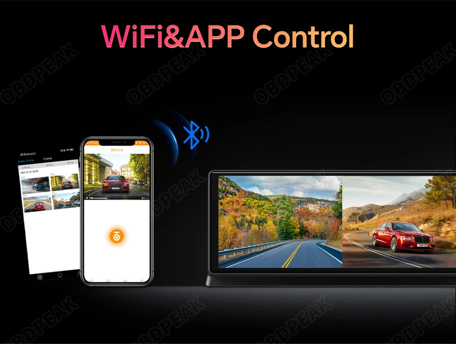 OBDPEAK K8 Pro Front 5K Rear 1080P Dash Cam Camera 11.3" Touch Ai Screen Carplay & Android Auto GPS Navigation Night Vision DVR