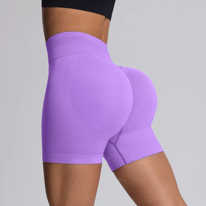 High Impact Summer Yoga Shorts Sportswear Woman Gym Seamless Workout High Waist Shorts w/Tummy Control Running Fitness Leggings