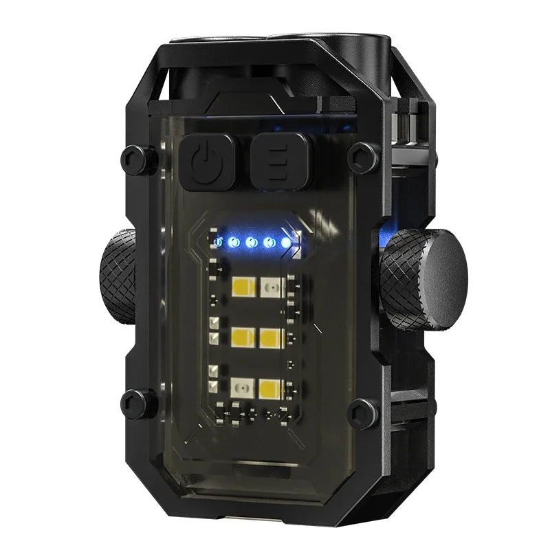 Mini LED Keychain Light Portable Magnetic EDC Flashlight Outdoor Camping Fishing Emergency Work Hat Clip Lamp With FingertipGyro