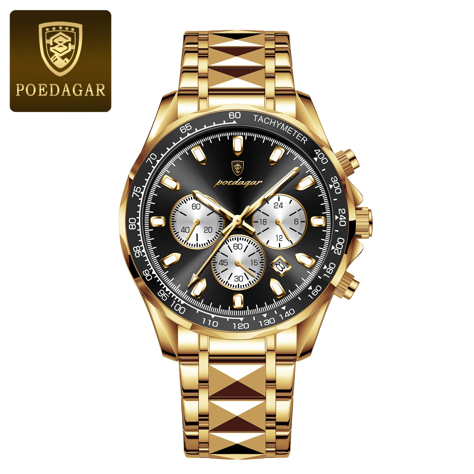 POEDAGAR Luxury Men's Watches Waterproof Luminous Date Chronograph Watch For Man Stainless Steel Fashion Sports Quartz Men Watch