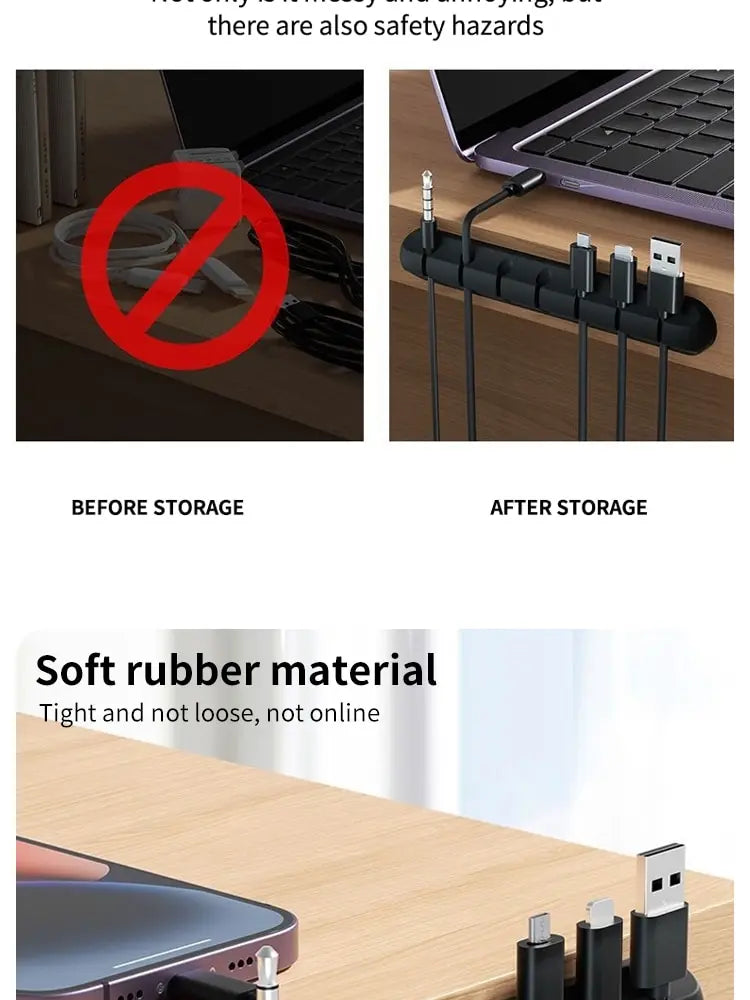 5/7-hole Data Cable Organizer, Desktop Charging Cable Storage Protector, Mouse Cable, Headphone Winding Device, Fixing Clipp