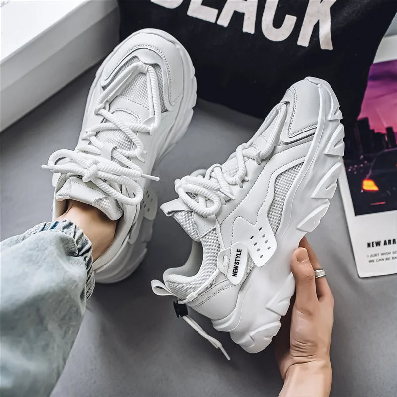 Sport Shose Male Fashion Street Shoes Lightweight Comfortable Lace-Up Gym Shoes Mens White Sneakers Platform Shoes Mens Trainers