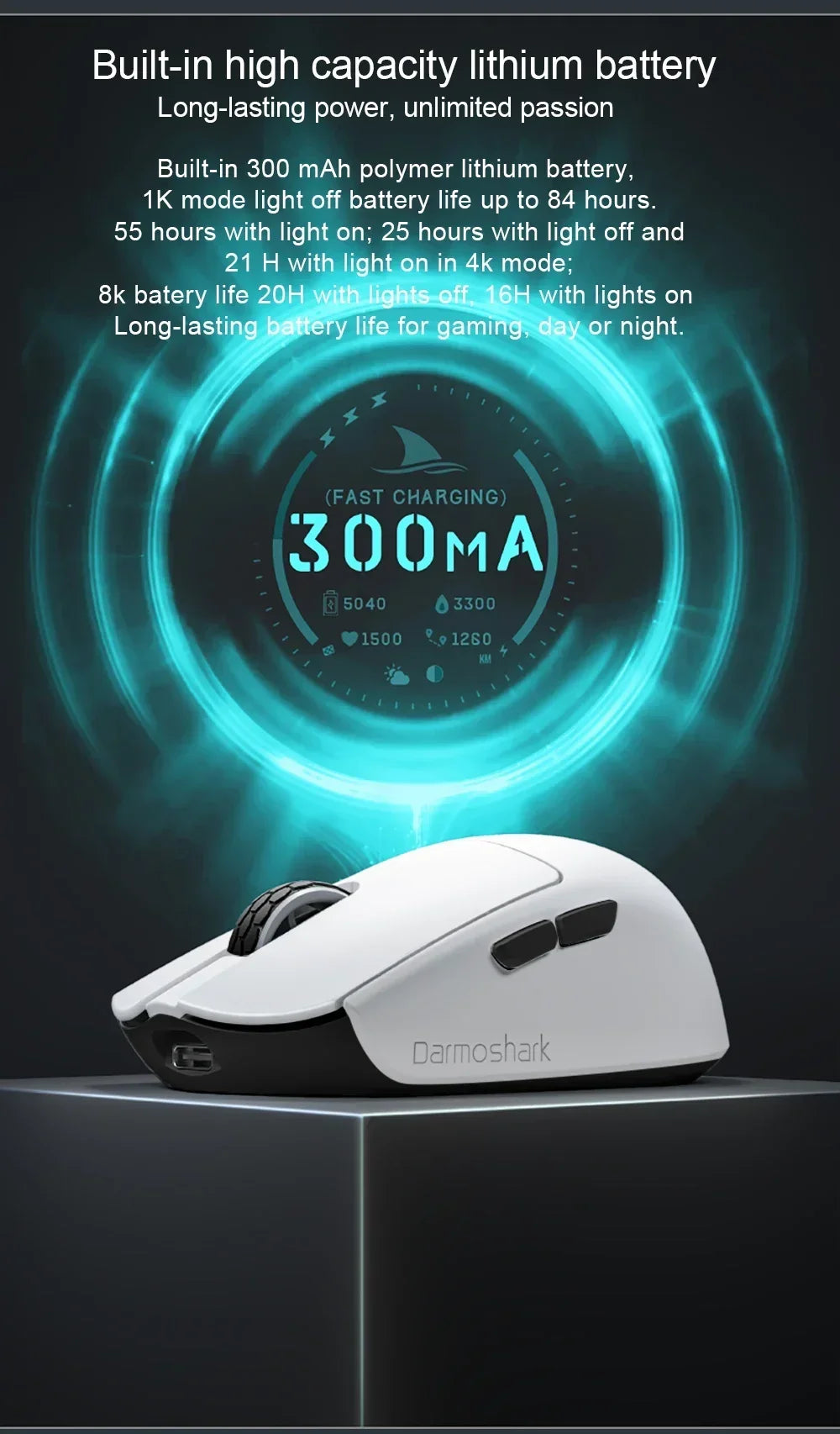 Darmoshark  M5 Pro Wireless Mouse PAW3950 8K Bluetooth Tri-Mode Connection Gaming Macro Mouse 30000DPI N52840 38g Lightweight