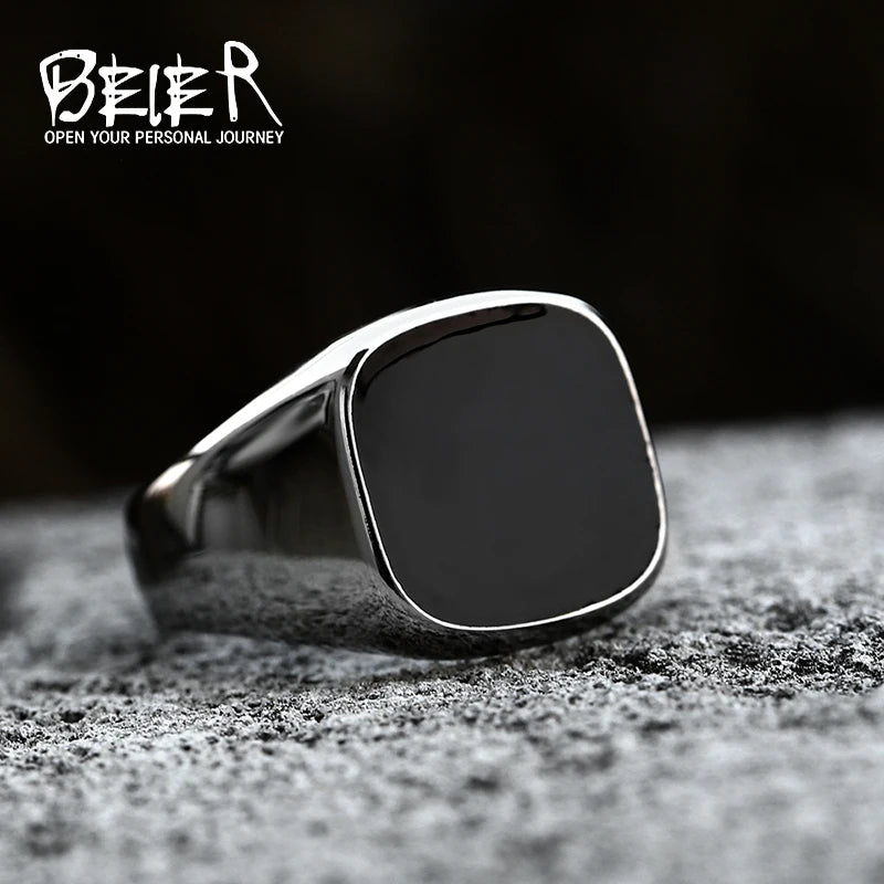 Beier Cool Men's Retro Egypt Pattern Stainless Steel Gothic Style Fashion Ring For Man LLBR8-037R