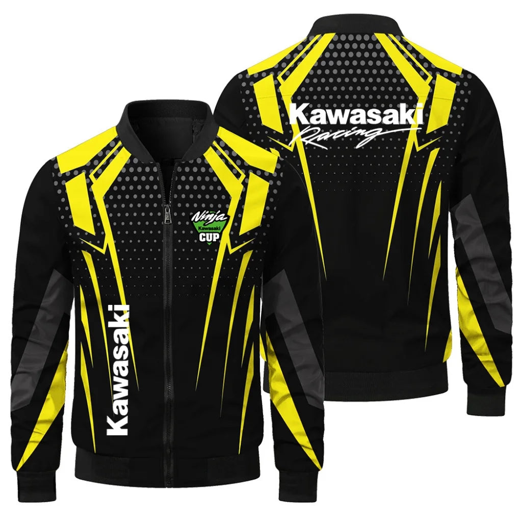 Kawasaki Racing Jacket Extreme Sports Kawasaki Men's Jacket Outdoor Oversized Sports Motorcycle Jacket Kawasaki Men's Top