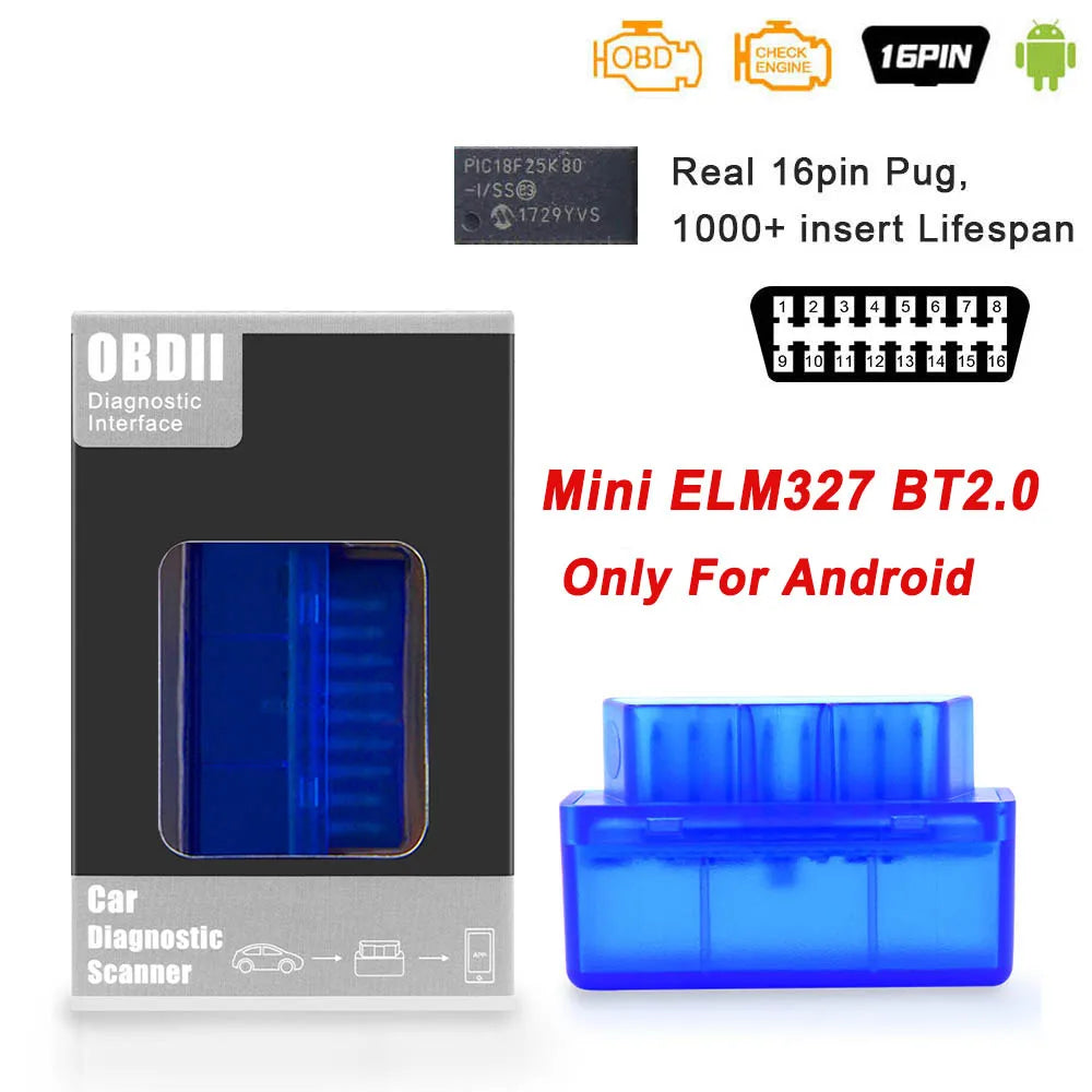 ELM327 V1.5 PIC18F25K80 Scanner Adapter OBD 2 OBD2 ELM 327 V1 5 Car Diagnostic Auto Tool Bluetooth for Android ODB2 Code Reader