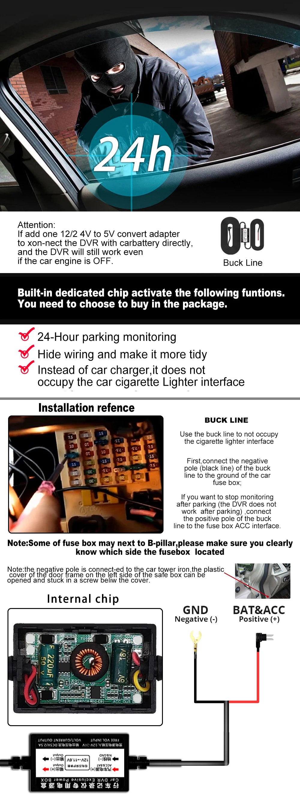 Wifi 3 Camera Car Dvr 3 Channel Dash Cam FHD 1080P Dash Camera Interior Dashcam Video Recorder Black Box 24H Parking Monitoring