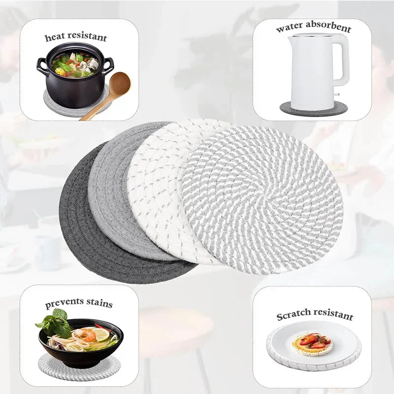 Hot POTS and pans 4 heat-resistant pad kitchen pot holders for new home and farmhouse decor Home essentials for fall home decor