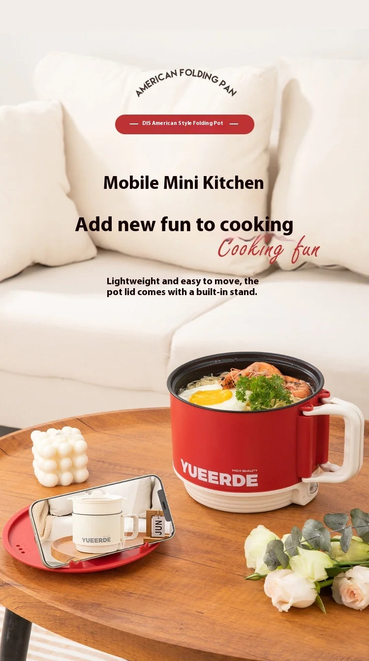 Portable Electric Heating Pot 1.5L Multi-purpose Cooker with Cover Automatic Temperature Control Fast Cooker for InstantNoodles