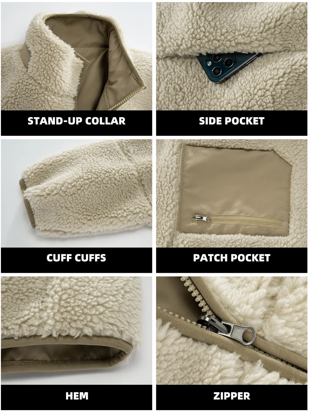 Men's Fleece Jacket for Hiking & Adventure Warm Winter Clothing Casual Daily Wear Fashion Design Man Fur Coats