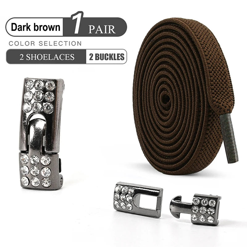 No Tie Shoe Laces Diamond Buckle Elastic Laces Shoelaces Sneaker Kids Adult Shoelace Suitable For Sports Casual Shoes Boots