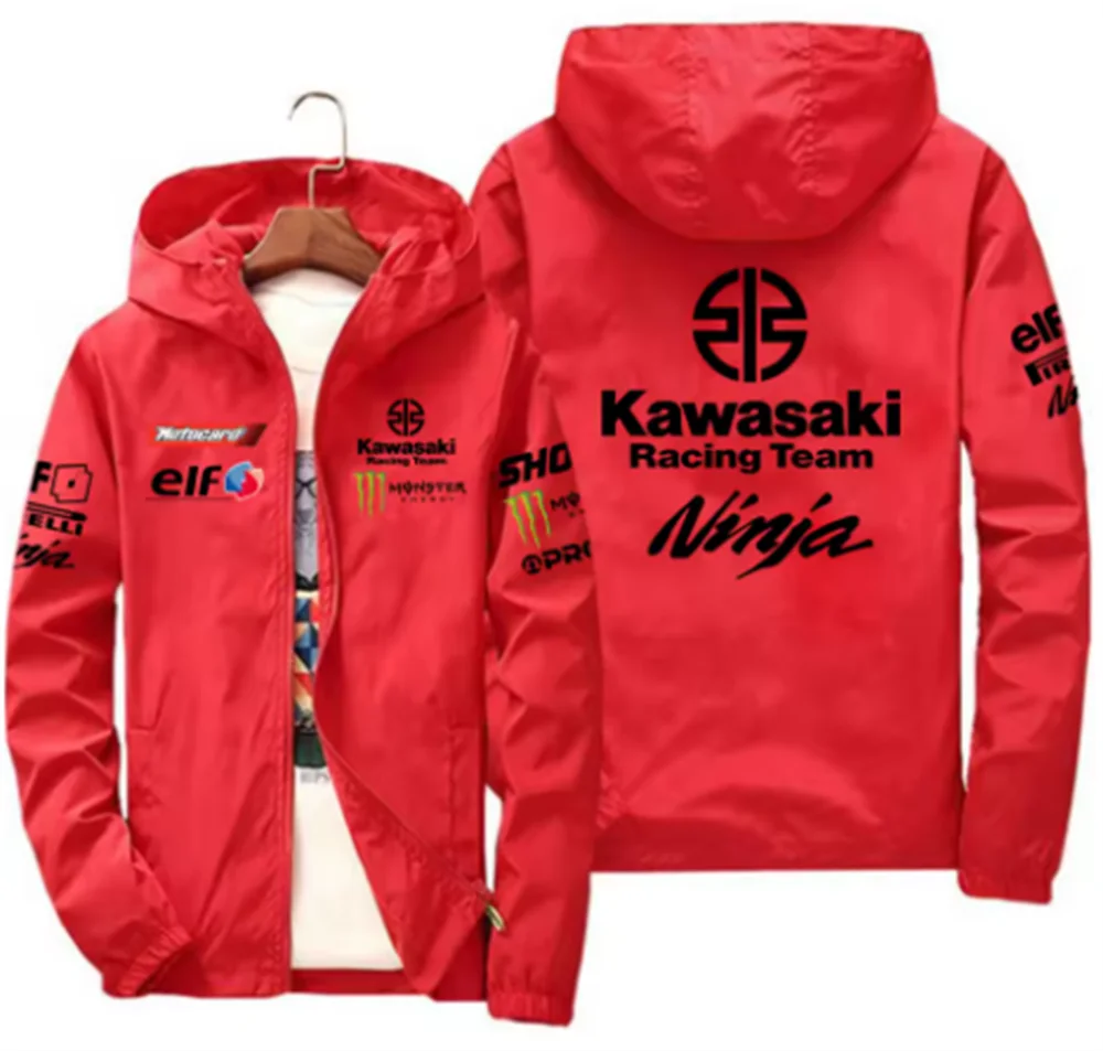2025 Fashion New Kawasaki Motorcycle Jacket, Racing, Waterproof and Windproof, Outdoor Sports Bicycle, Men's Fan Jacket