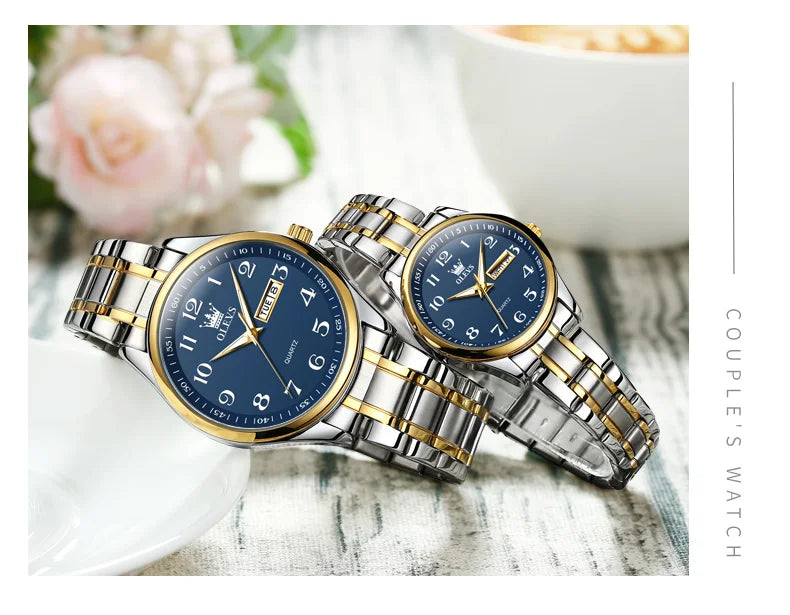 OLEVS 5567 Couple Watches Waterproof Luminous Wristwatch for Lover Date Men‘s and Women's Wristwatch Simple Fashion