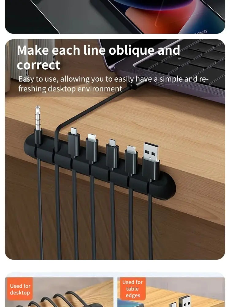 5/7-hole Data Cable Organizer, Desktop Charging Cable Storage Protector, Mouse Cable, Headphone Winding Device, Fixing Clipp