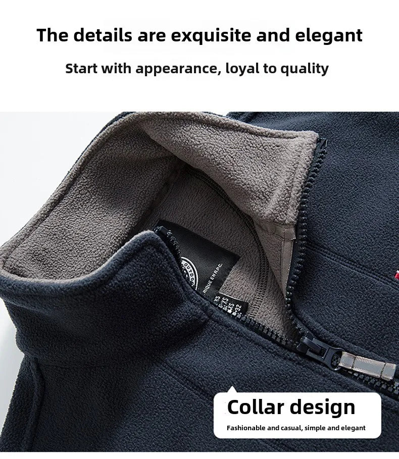 Outdoor Ski Fleece Jacket Men's Autumn And Winter Brand Thick Very Cold Plush Lapel Coat Casual Snow Windproof Sweatshirt Jacket