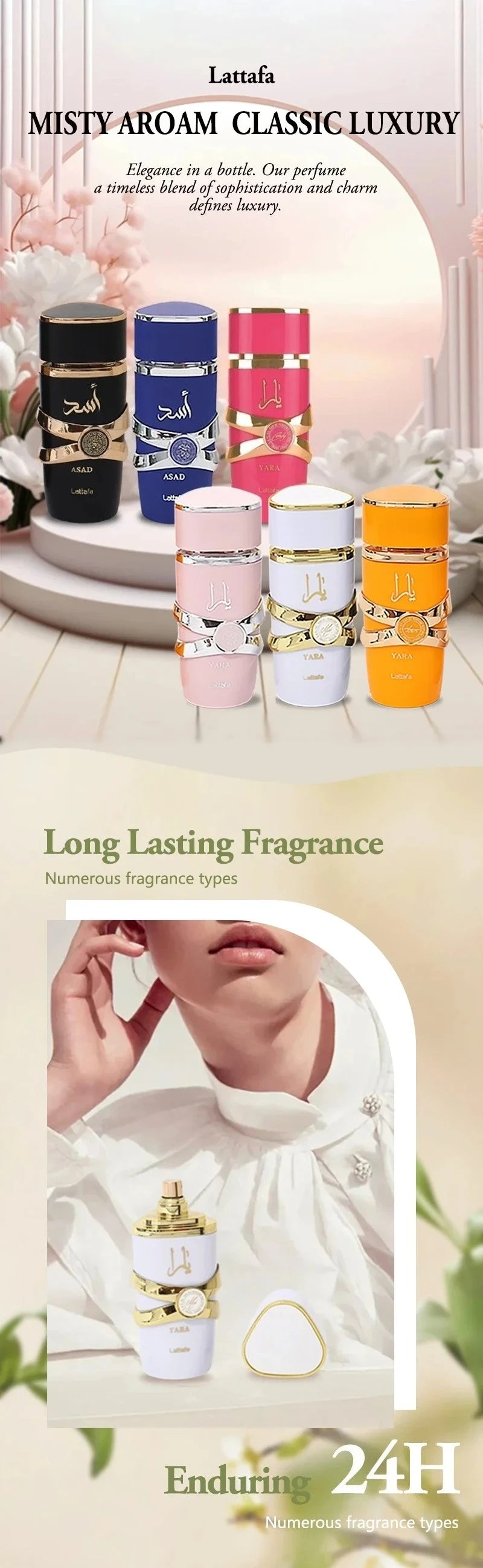Lattafa Yara Perfume Women Eau De Parfum High Quality Arabia Perfume Long Lasting Fragrance Pheromone 100ML Light Fragrance Gift