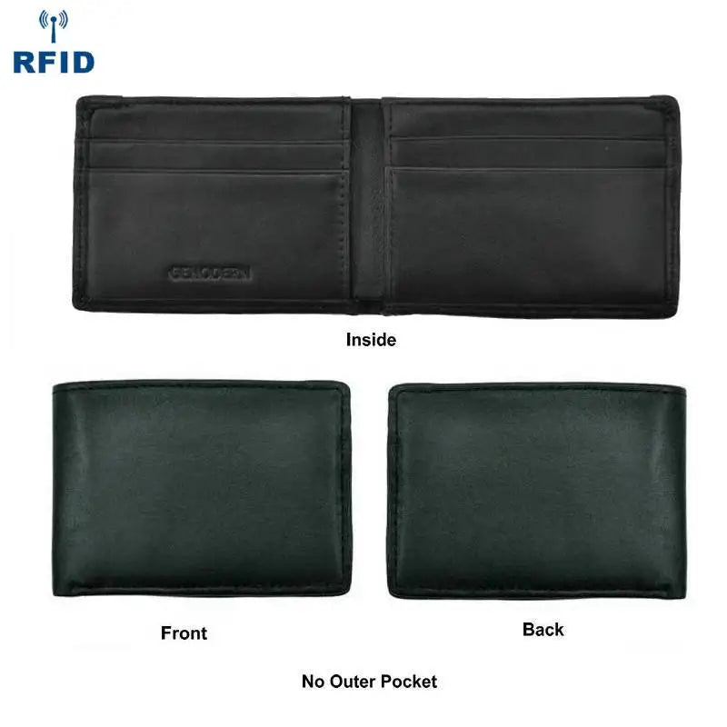 GENODERN RFID Genuine Leather Small Mini Wallet for Men Short Ultra-thin Male Purse Man Compact Wallets Dollar Price Purses