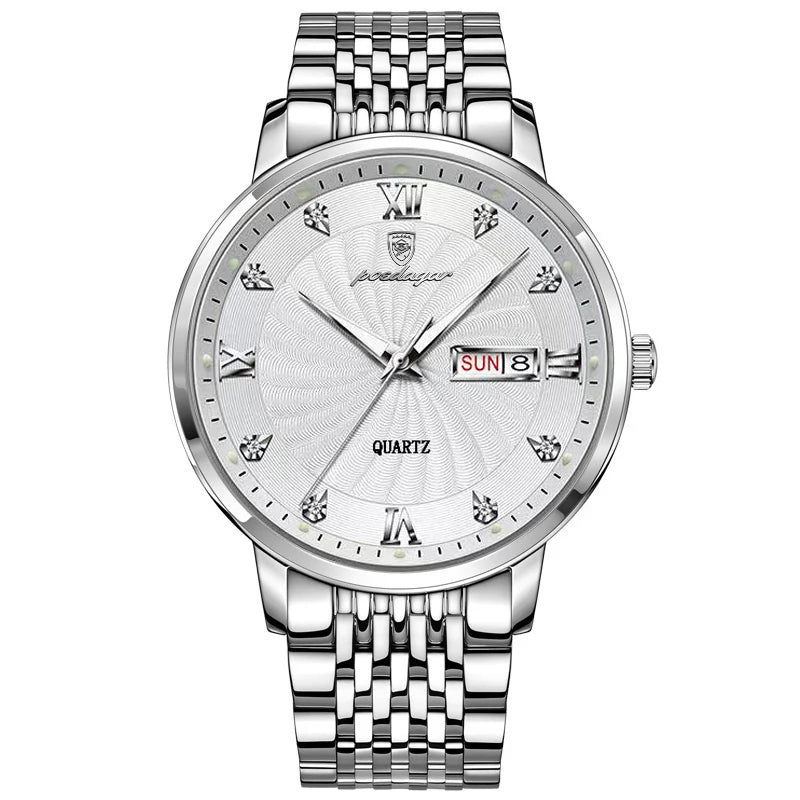 POEDAGAR Luxury Brand Man Watch Waterproof Luminous Date Week Men's Quartz Wristwatch Stainless Steel Fashion Sports Men Watches