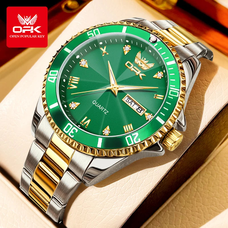 OPK Brand Men's Watches Luxury Gold Wristwatch for Men High-end Waterproof Original Watch 8171