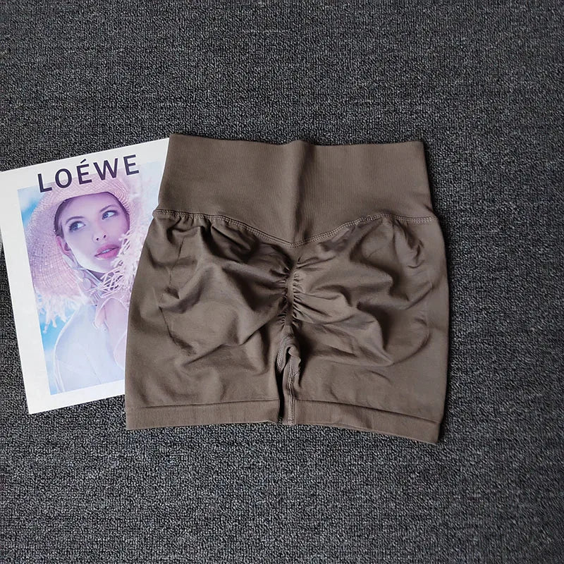 Yoga Shorts Peach Hot Girls Three-Cross Pants High Waist Knitted Pressure Running Sport Elastic Belly Lifting Butt Tight Pants