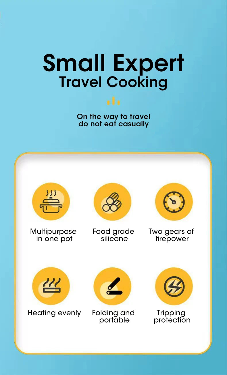 Multi Portable Foldable Silicone Pot For Travel 110/220V Kettle Electric Cook Hot Pot Water Boiler Camping Folding Electric Pot