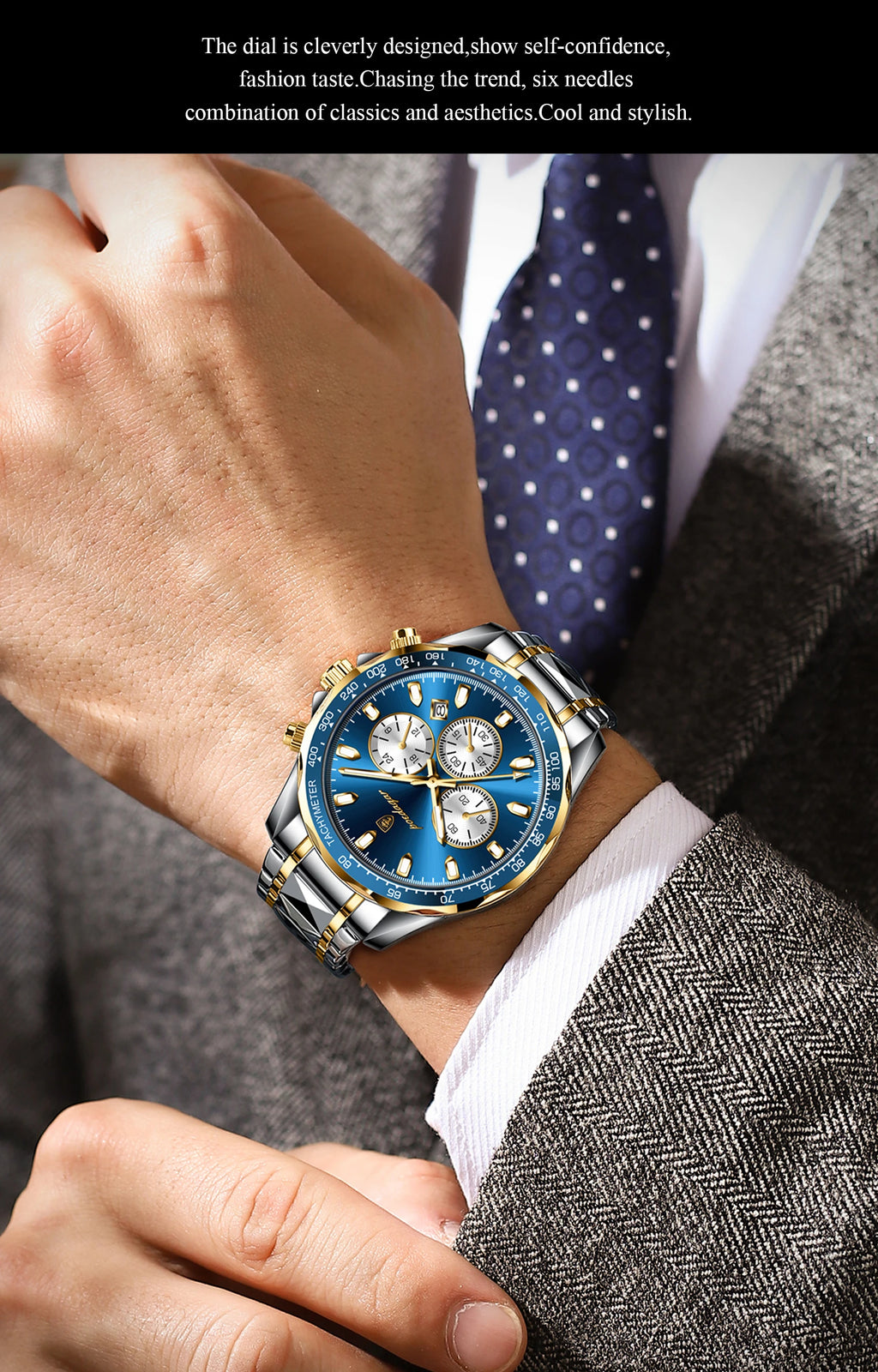 POEDAGAR Luxury Men's Watches Waterproof Luminous Date Chronograph Watch For Man Stainless Steel Fashion Sports Quartz Men Watch