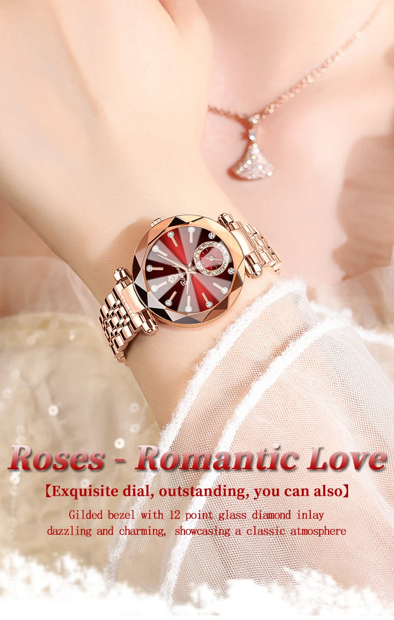 BINBOND Fashion Elegant Women Quartz Watches Original Heart Of The Ocean Design Waterproof Luminous Diamond Lady Casual Watches