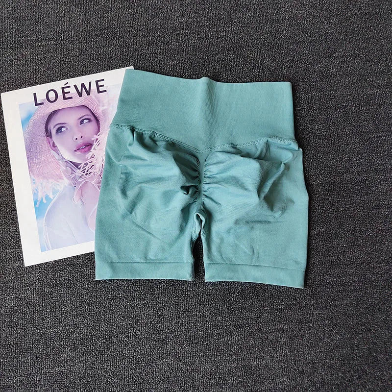 Yoga Shorts Peach Hot Girls Three-Cross Pants High Waist Knitted Pressure Running Sport Elastic Belly Lifting Butt Tight Pants