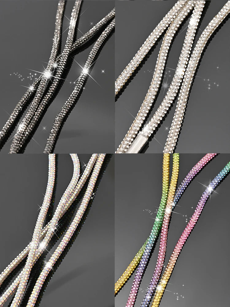 1 Pair/2 Pc Rhinestone Shoe Lace Luxury Diamond ShoeLace  Bright String Cross Braiding Strap DIY Drawstring