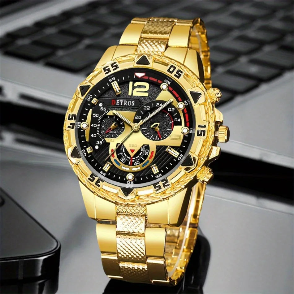 Men Watch 2pcs/set, Classic Fashion Men's Business Quartz Watches Sets Analog Casual Wrist Watch Sets, Gifts for Men.