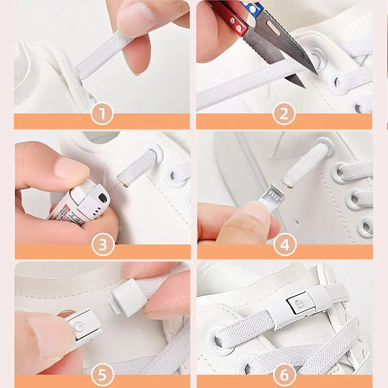No Tie Shoe Laces Press Lock Shoelaces Without Ties Elastic Laces Locking Without Detachment 8mm Widened Flat Shoelace for Shoes