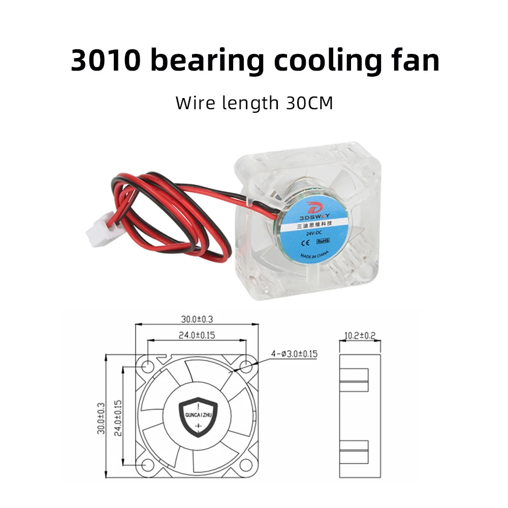 2510 3010 4010 Fan 3D Printer Fan DC 12V 24V Mini Brushless Cooling Fan Hydraulic Bearing Fan RGB LED for 3D Printer Accessories