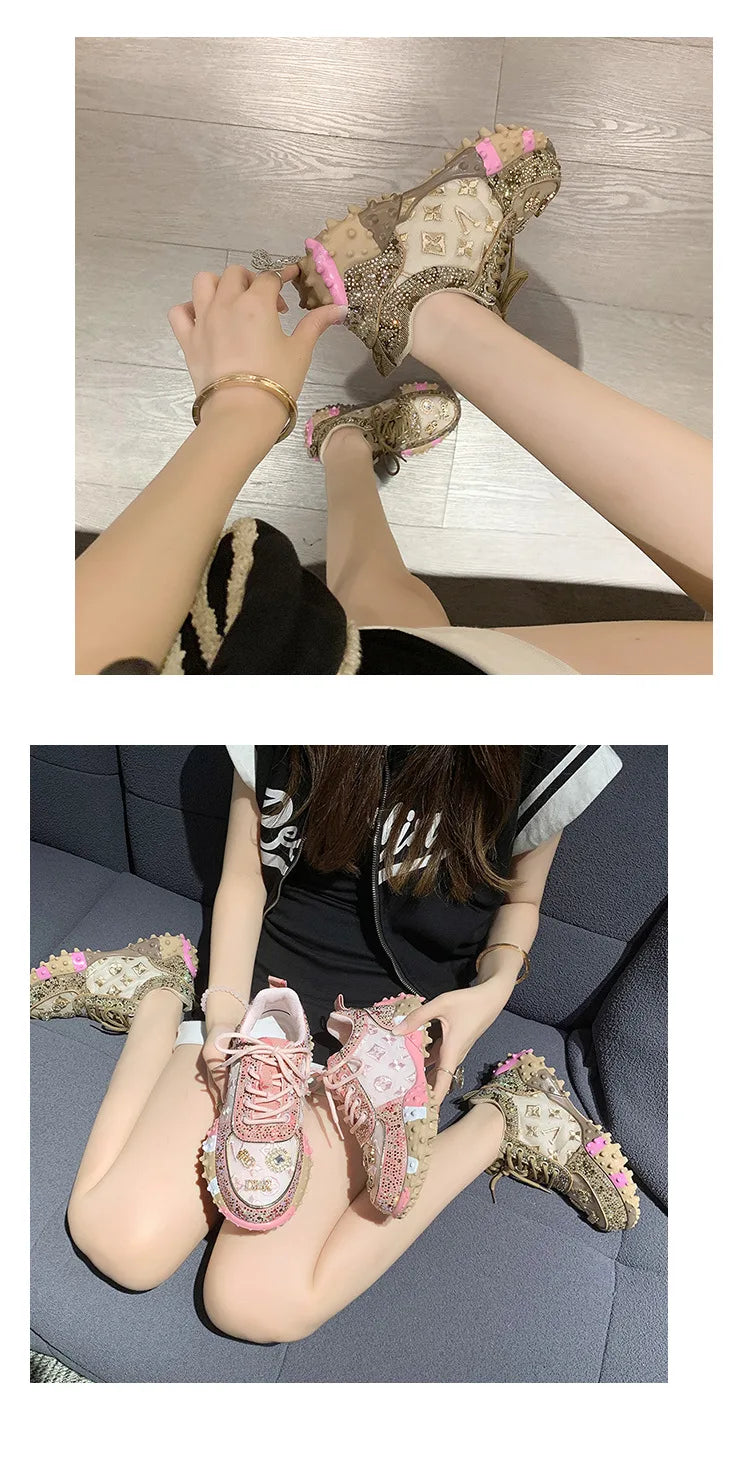 2025 Women Shoes New Rhinestone Women Sneakser Diamond Breathable Casual Designer Sneakers for Women Tenis Shose