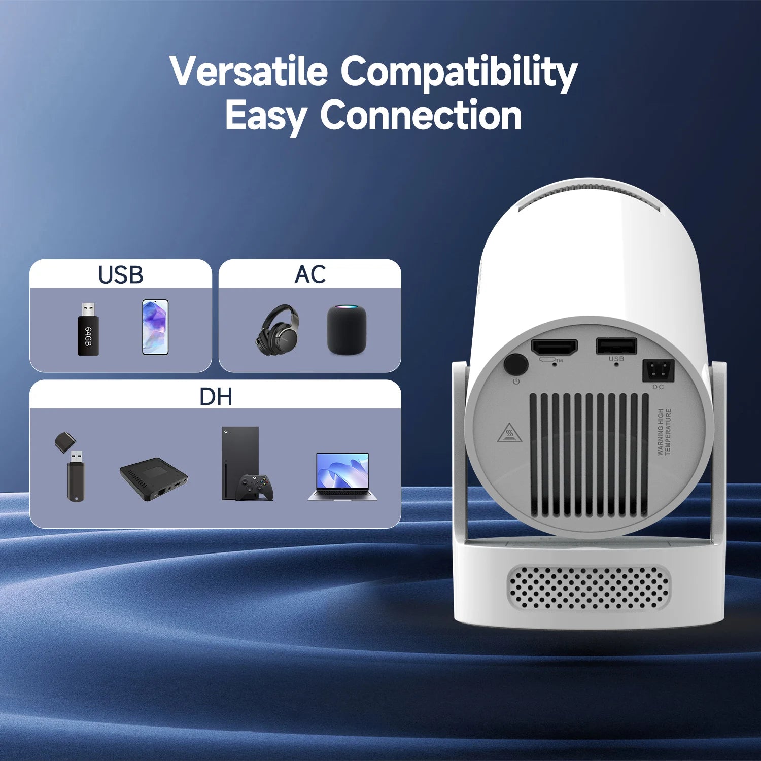 Magcubic HY300 Pro+ 4K Android 11 Portable Projector 8000 Lumens WiFi 6 BT5.4 Outdoor Theater 5W HiFi Speaker 720P HD Supported