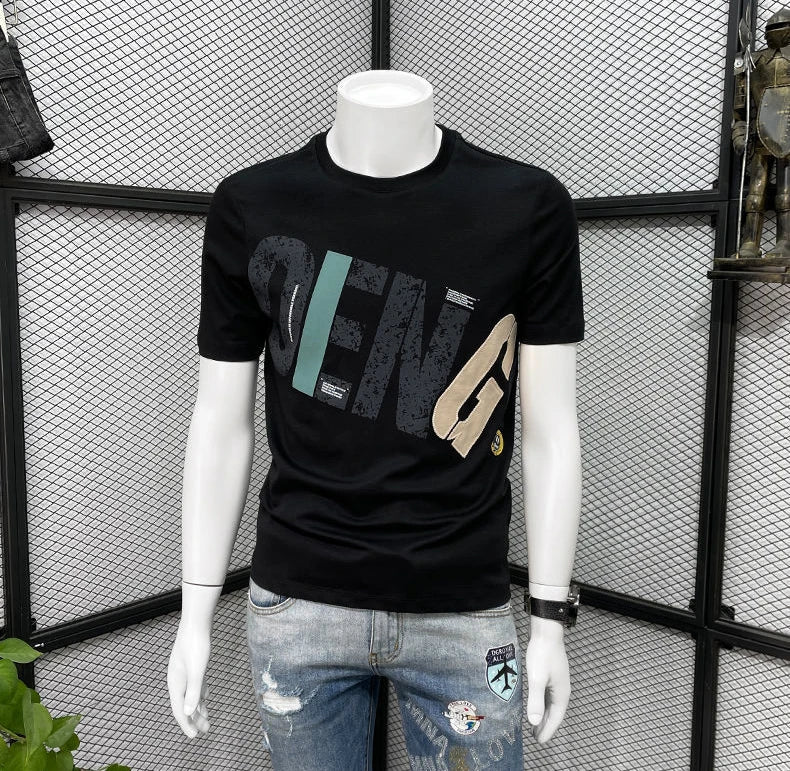 Clothing T Shirt For Men Wholesale Alphabet Man Tee Shirts Graphic Cotton Slim Fit Watercolor Streetwear Kpop Music Xl S Top