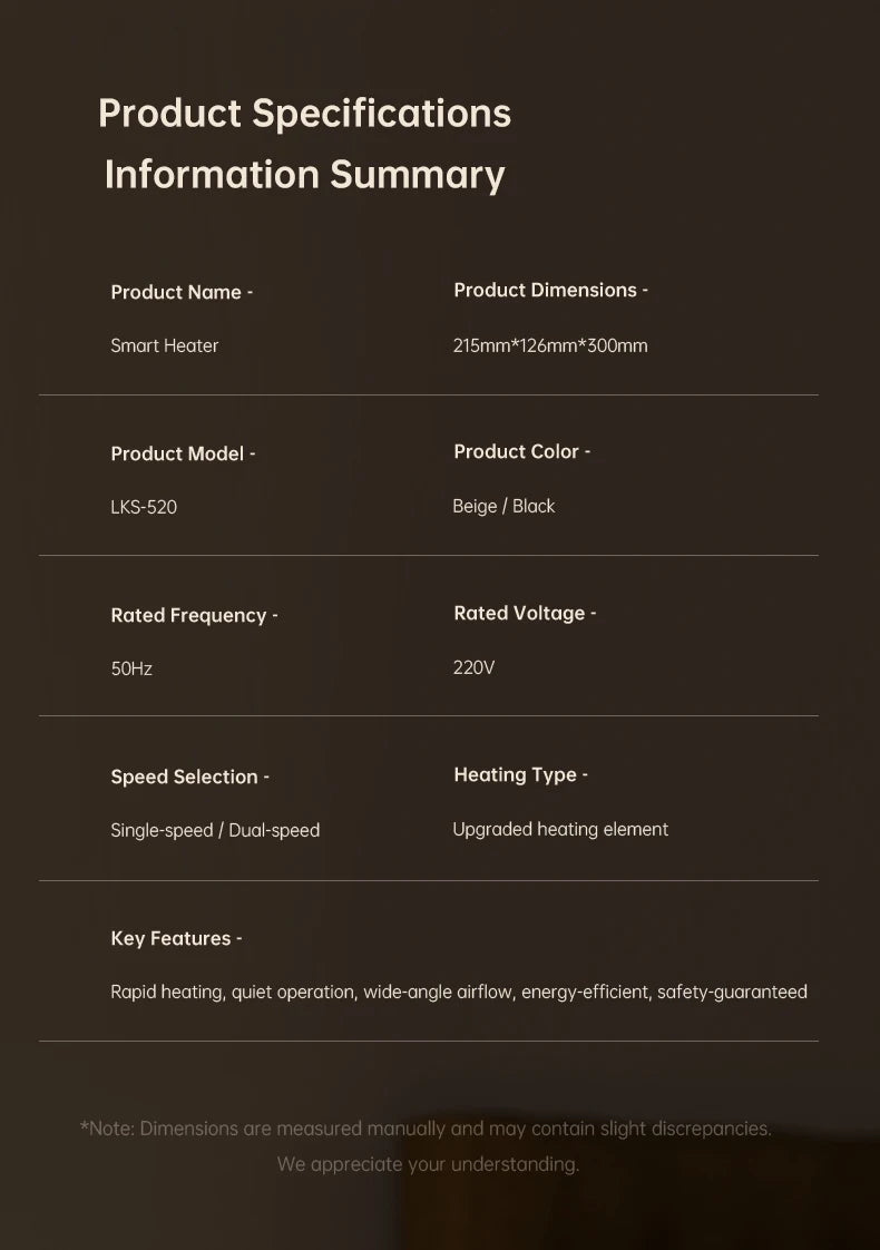 Desktop Heater Electric Heater Hot Air Blower Portable Heater Mini Energy Saving for Office Room Dormitory Home Appliance Warmer