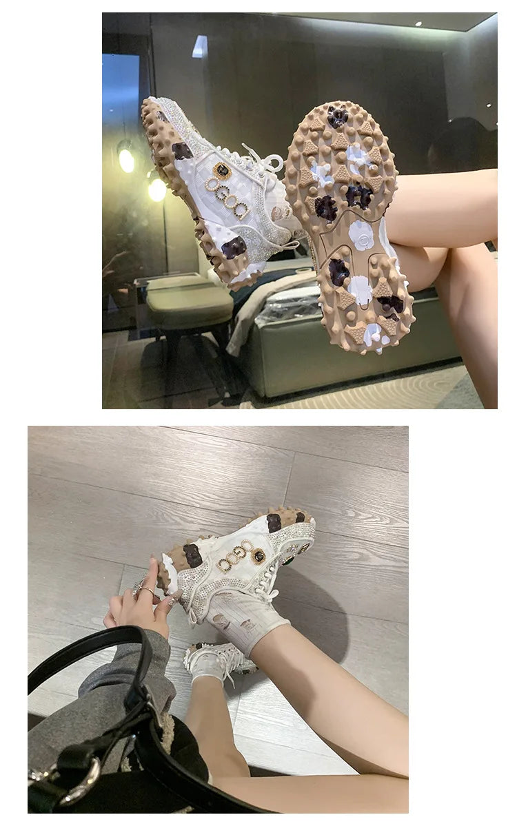 2025 Women Shoes New Rhinestone Women Sneakser Diamond Breathable Casual Designer Sneakers for Women Tenis Shose