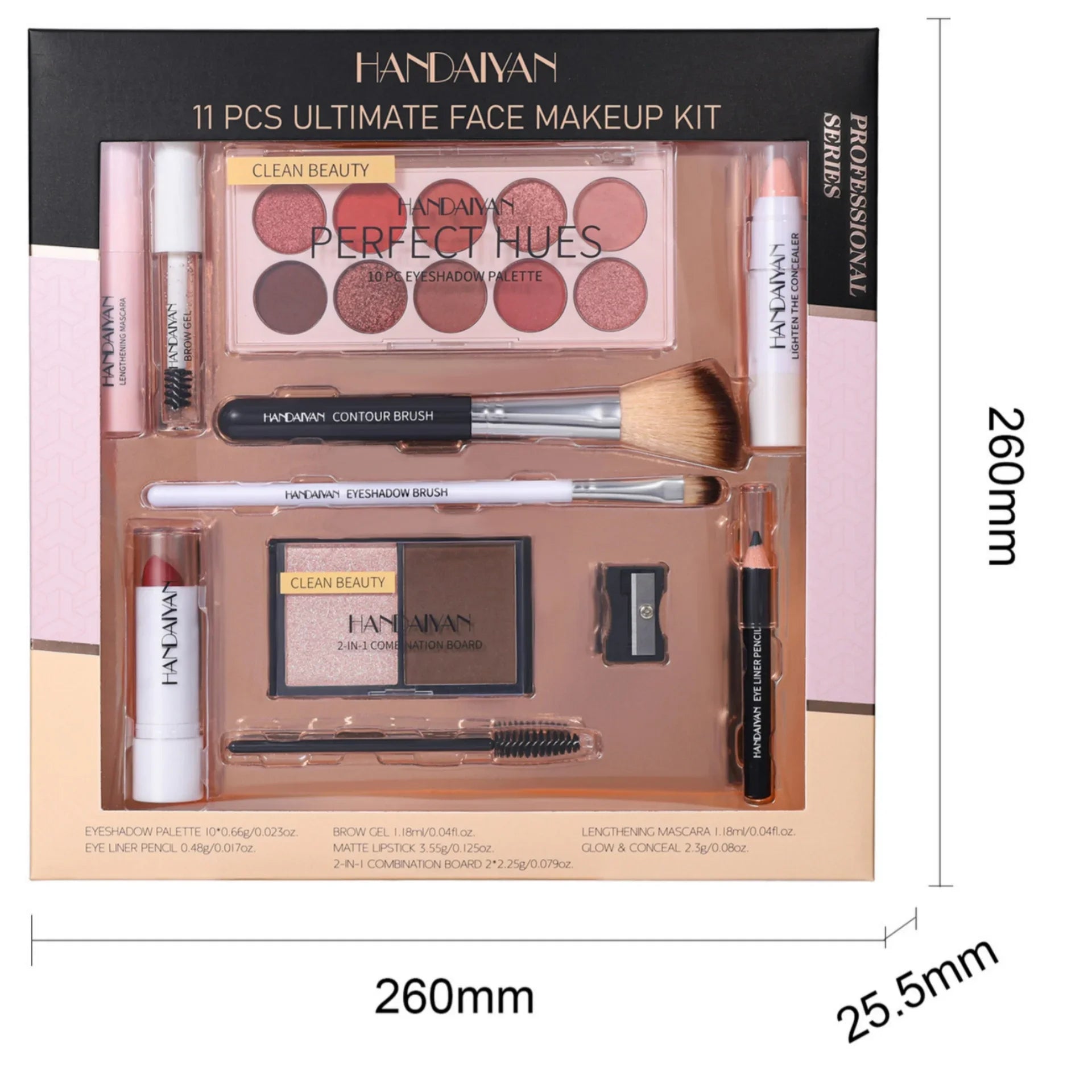 Professional Makeup Kit 11 Pieces Eyeshadow Contour Blusher Set Waterproof Highly Pigmented Smudge Proof Face Cosmetics Collecti