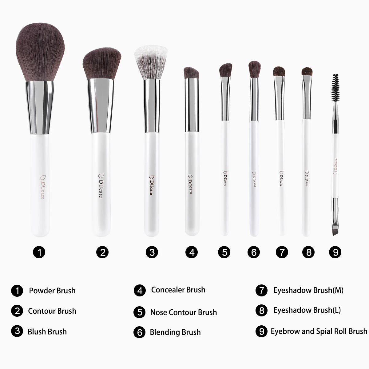 DUcare Makeup Brush Set 9pcs Foundation Blending Powder Blush Concealers Eyeshadows Brushes Must Have Beginner Use With Holder