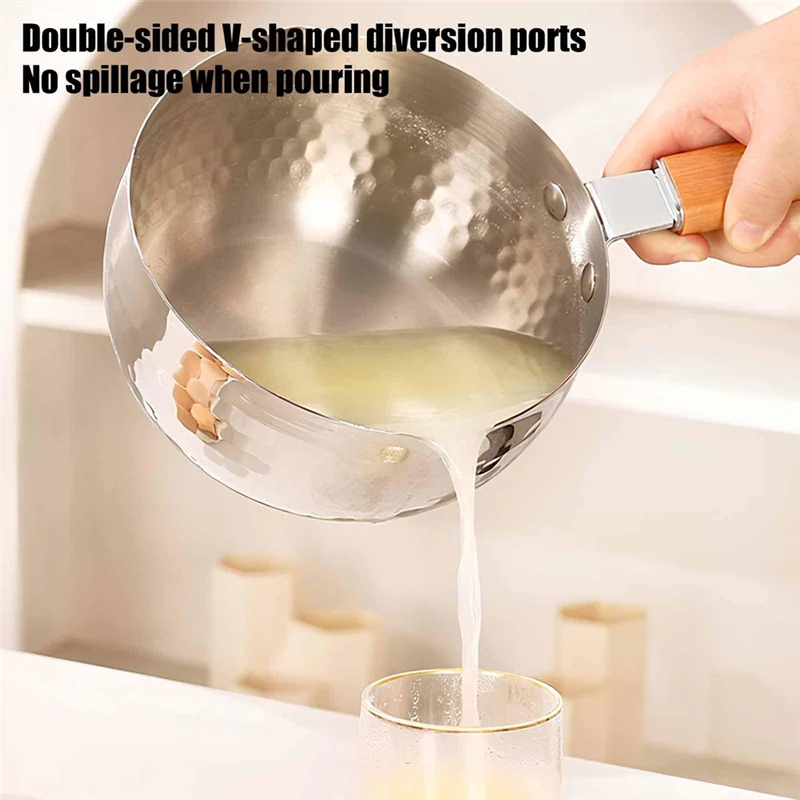 SOFT-Stainless Steel Stew Pot , Multi-Purpose Stew Pot With Pouring Spout, Solid Wood Handle With Hook,Cooking Pot