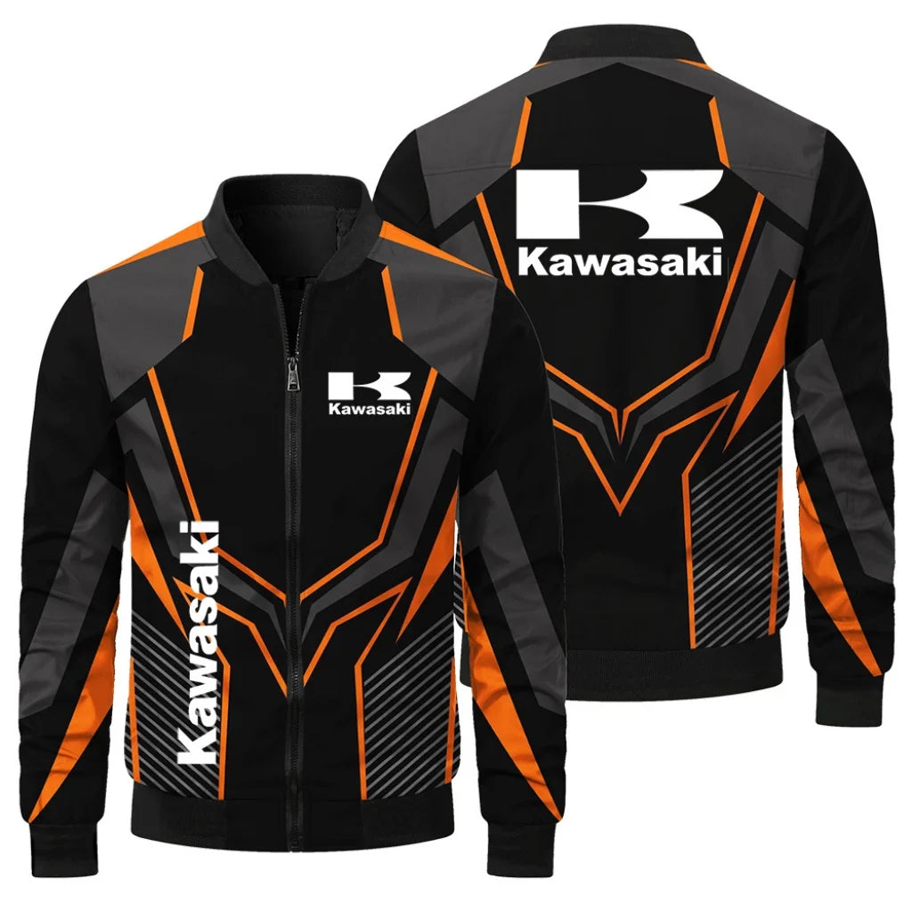New Kawasaki Printed Men's Jacket Casual Motorcycle Jacket Fashion Outdoor Cycling Racing Jacket Sports Kawasaki Clothing