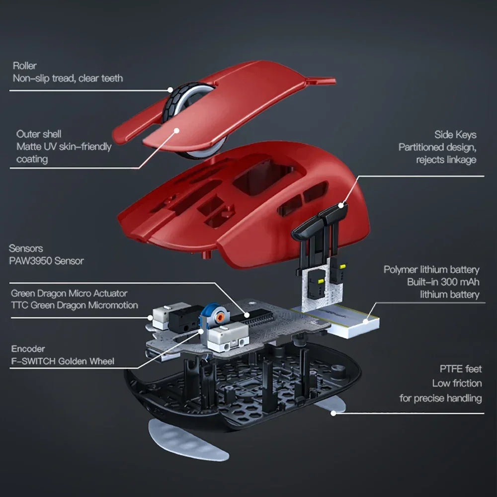 Darmoshark  M5 Pro Wireless Mouse PAW3950 8K Bluetooth Tri-Mode Connection Gaming Macro Mouse 30000DPI N52840 38g Lightweight