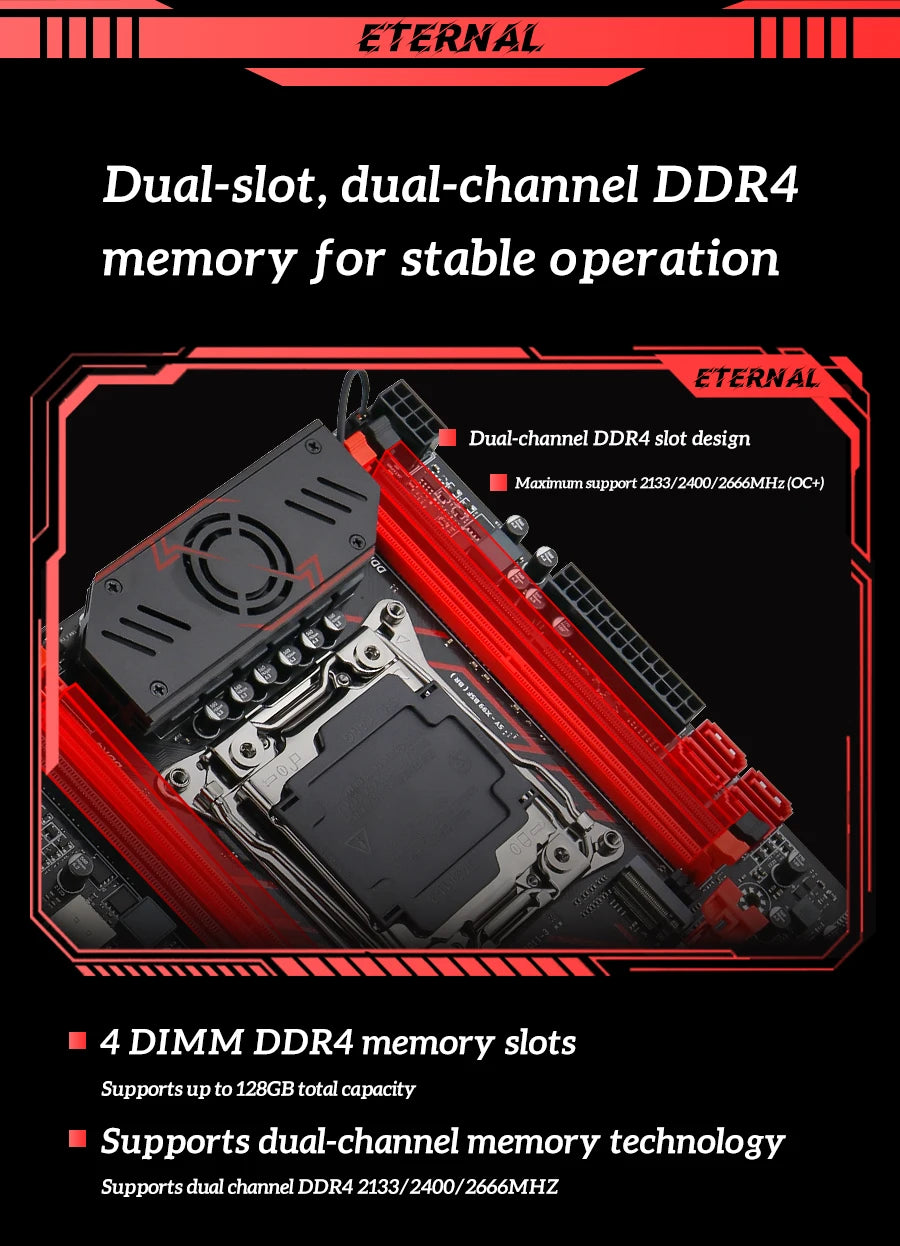 SOYO X99 C612chip Gaming Motherboard Set with Intel Xeon E5 2680 V4 CPU& DDR4 ECC8G*2 2133MHz RAM M.2 NVME for Desktop PC