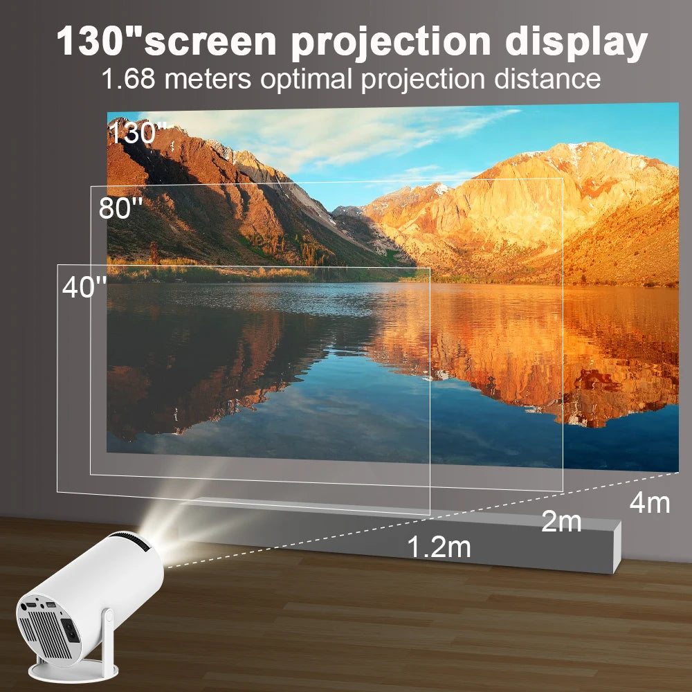 Transpeed Android 11 Wifi6 260ANSI Projector AllwinnerH713 1280*720P 4K180° flexible BT5.0 Home Cinema Outdoor portable Projetor
