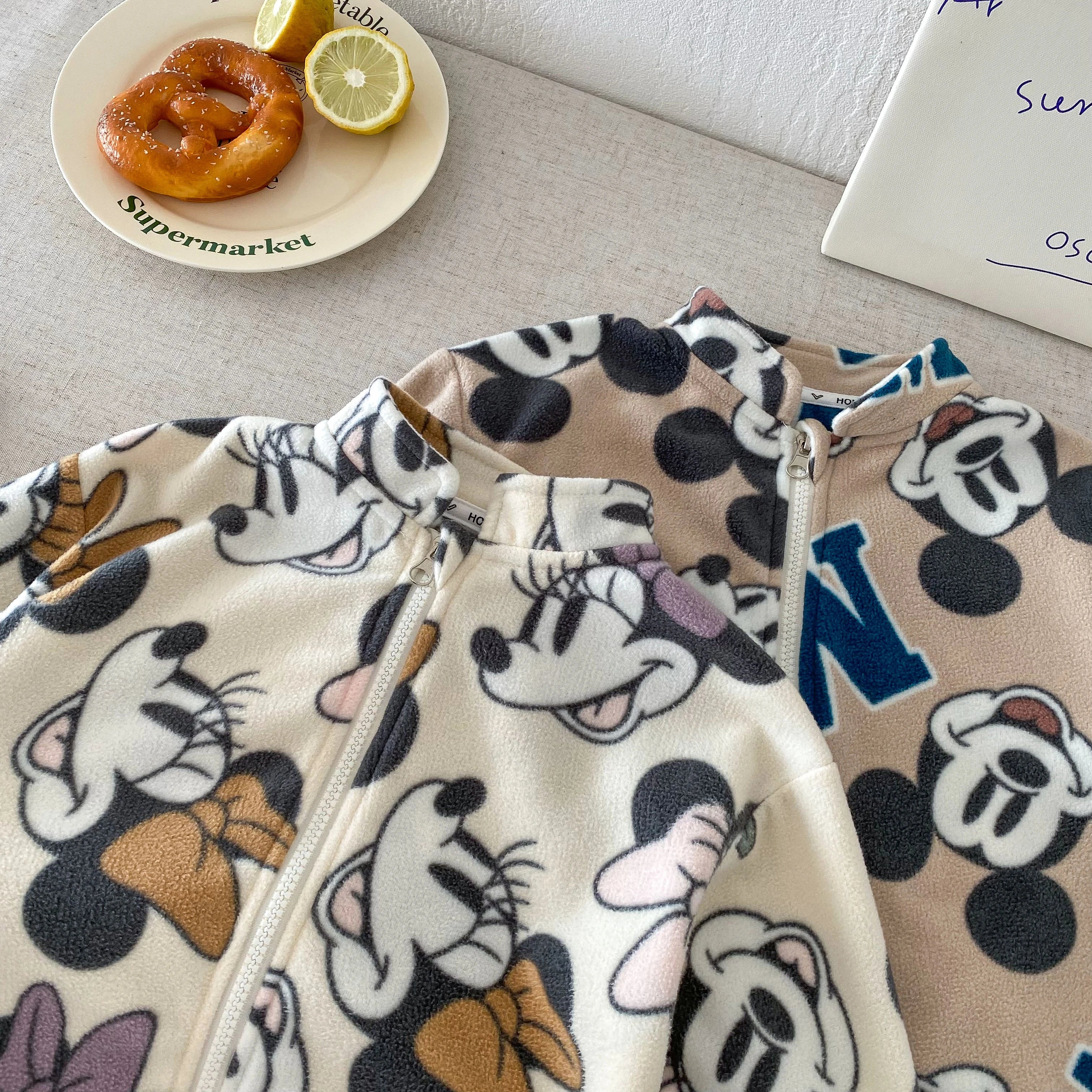 Cartoon Printed Spring Autumn Children's Outerwear Loose Casual Boys And Girls Jackets Long Sleeved Kids Clothing Tops Coats